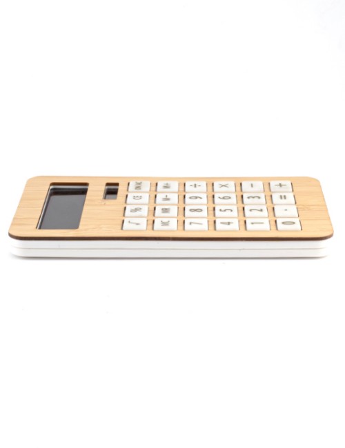 branded wooden calculator