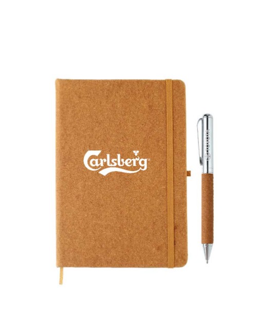 cork notebook with writting pen