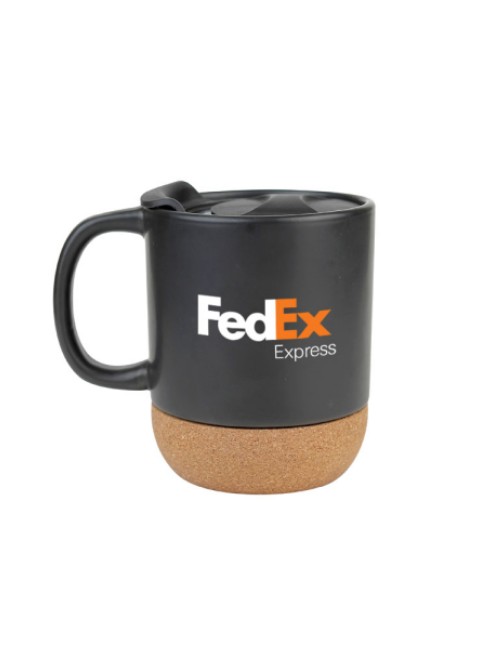 promotional 13oz Matt Black Ceramic Mug Cork Coffee Cup